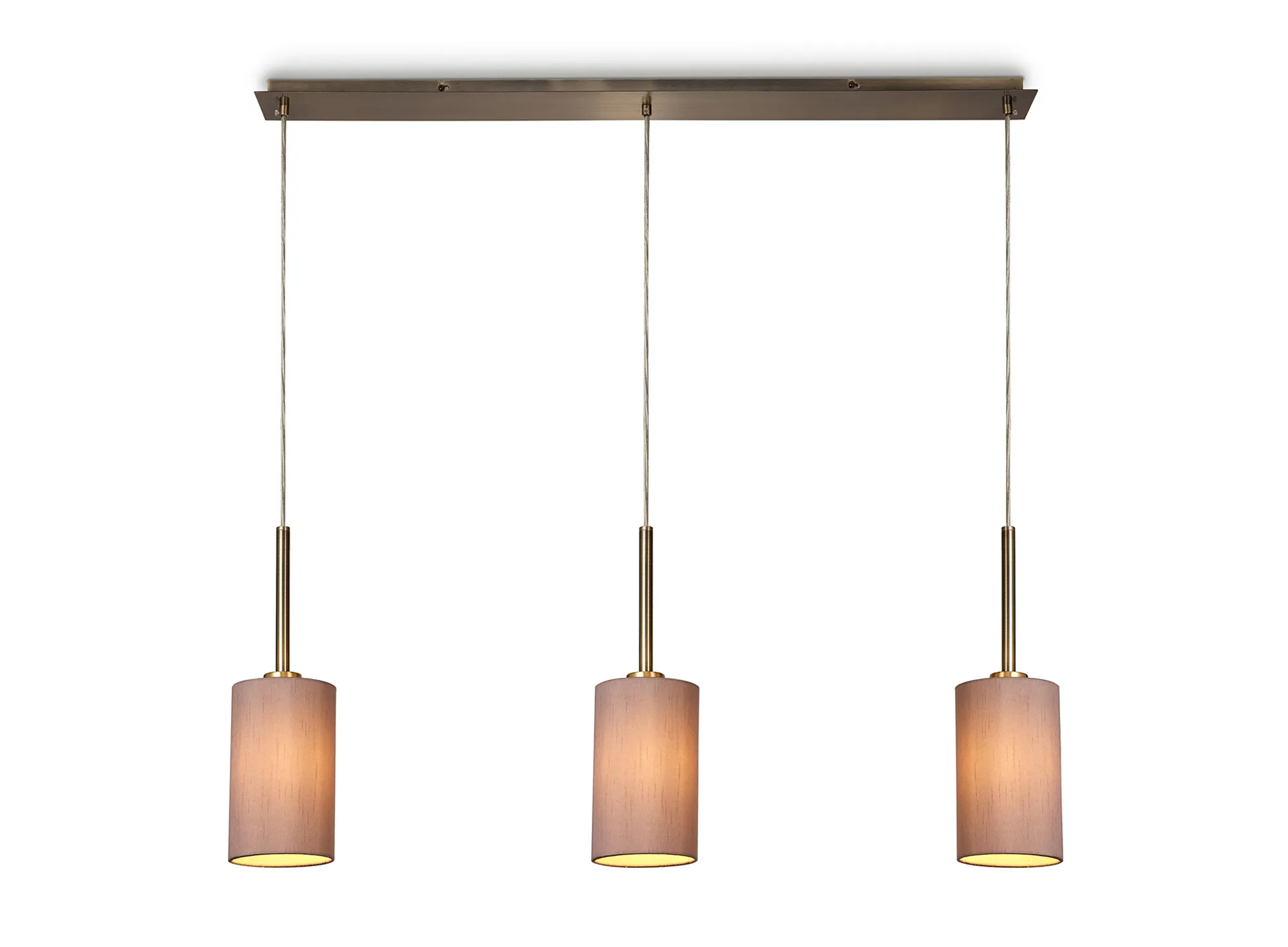 Baymont 12cm Shade 3 Light Pendant Antique Brass; Taupe/Halo Gold